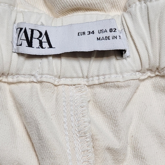 Pants High-waist 100% Cotton Cream color Y2K 90's Size 2 ZARA - Picture 16 of 16